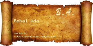 Behal Ada névjegykártya